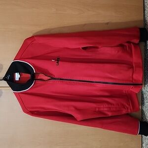 Lacoste Mens Graffiti Logo Red /Black Banded Collar Full Zip Track Jacket , XXL